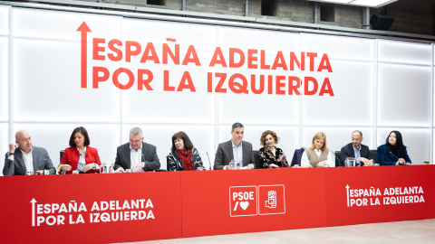 Imagen de la Ejecutiva Federal del PSOE celebrada este lunes en Ferraz y presidida por Pedro Sánchez.