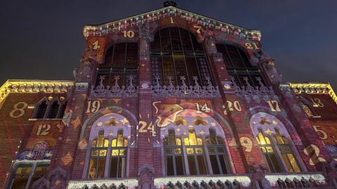 El 'mapping' de la façana del Recinte Modernista de Sant Pau