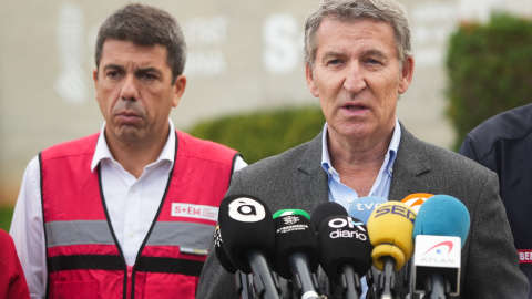 El presidente de la Generalitat Valenciana, Carlos Mazón, y el presidente del Partido Popular, Alberto Núñez Feijóo.