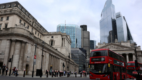 Vista del edificio del Banco de Inglaterra (BoE, por sus siglas en inglés), en la City londinense.