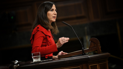 La líder de Podemos, Ione Belarra, interviene durante una sesión plenaria en el Congreso de los Diputados.