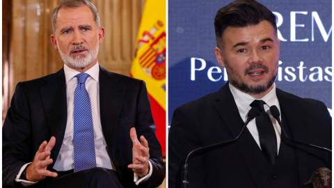 Combo de fotografías de Felipe VI y Gabriel Rufián.