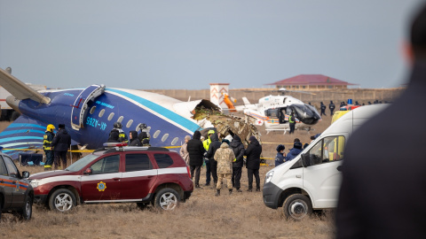 Imagen del accidente del avión de Azerbaijan Airlines en KazajistánISA TAZHENBAYEV / XINHUA NEWS / CONTACTOPHOTO26/12/2024 ONLY FOR USE IN SPAIN