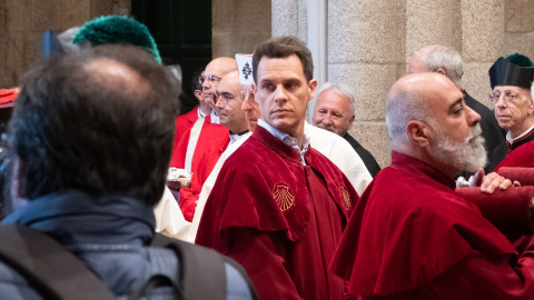 Christian Gálvez durante la tradicional ofrenda al Apóstol, a 25 de julio de 2023, en Santiago de Compostela.