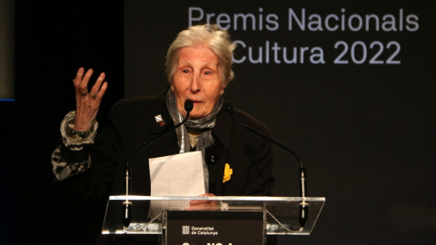 L'escriptora Rosa Fabregat durant el seu parlament d'agraïment pel Premi Nacional de Cultura 2022.