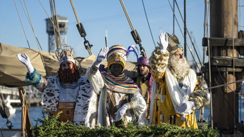 Imagen de archivo de los Reyes Magos llegando al Puerto de Barcelona, a 5 de enero de 2023