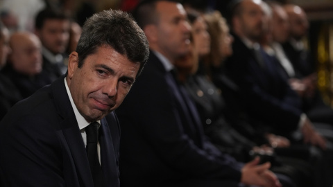 El presidente de la Generalitat valenciana, Carlos Mazón, durante la misa funeral por los fallecidos en las inundaciones provocadas por la DANA.