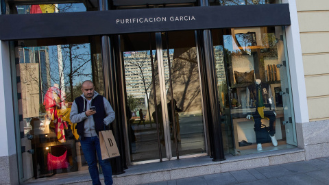 Fachada y escaparates de una tienda Purificación García, en el madrileño barrio de Salamanca.