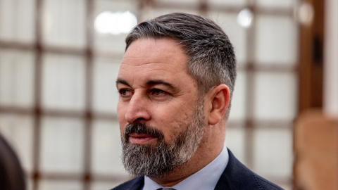 El líder de VOX, Santiago Abascal, durante una sesión plenaria, en el Congreso de los Diputados.