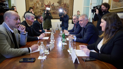 El ministro de Política Territorial y Memoria Democrática, Ángel Víctor Torres, y el presidente de Canarias, Fernando Clavijo, durante una reunión, a 9 de enero de 2025.