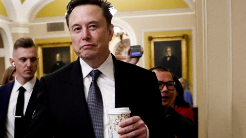 El millonario Elon Musk en el Capitolio tras su reunión con el líder republicano electo del Senado, John Thune, en Washington.