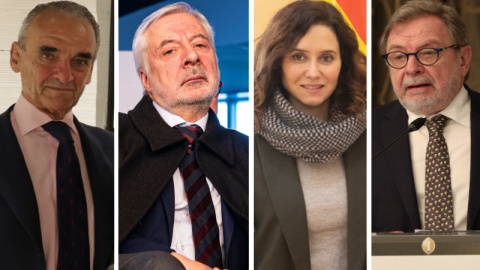 De izquierda a e derecha, Mario Conde, José Blanco, Isabel Díaz Ayuso y Juan Luis Cebrián