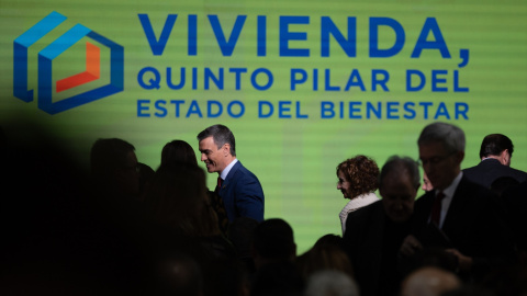 El presidente del Gobierno, Pedro Sánchez, durante el foro 'Vivienda, quinto pilar del Estado del Bienestar' en Madrid, a 13 de enero de 2025.