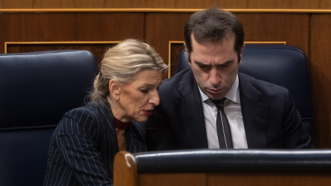 Yolanda Díaz y Carlos Cuerpo en el Congreso. Imagen de archivo.