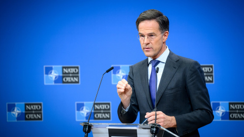 El secretario general de la OTAN, Mark Rutte, durante una comparecencia.