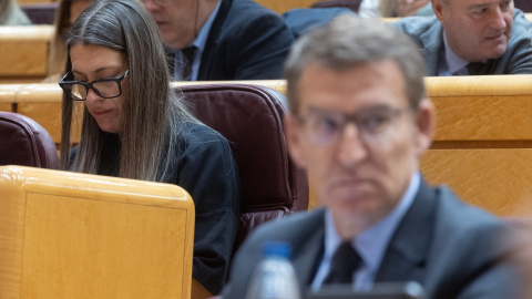 La portavoz de Junts en el Congreso, Miriam Nogueras, y el líder del PP, Alberto Núñez Feijóo.