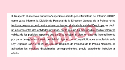 Fragmento de las alegaciones del Ministerio del Interior