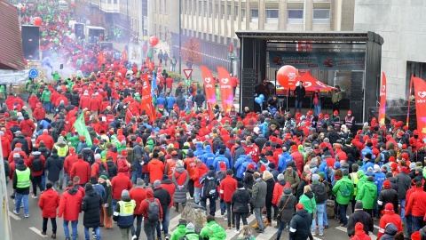 Imagen de archivo de una manifestación en la que participa el Partido de los Trabajadores belga en Bruselas, Bélgica.