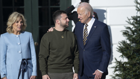 El presidente de Ucrania, Volodimir Zelenski, y el presidente de Estados Unidos, Joe Biden, en una imagen de archivo.