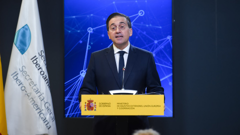 El ministro de Asuntos Exteriores, Unión Europea y Cooperación, José Manuel Albares, a 5 de febrero de 2025, en el Palacio de Viana, Madrid.