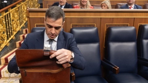 El presidente del Gobierno, Pedro Sánchez, durante la sesión de Control del Congreso de este miércoles, 12 de febrero.