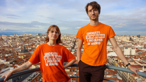 Sandra e Ignacio, portavoces del Sindicato de Inquilinas de Madrid.