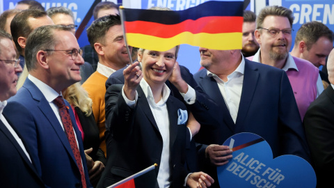 La candidata de Alternativa para Alemania, Alice Weidel, durante la celebración de los resultados electorales en Berlín.