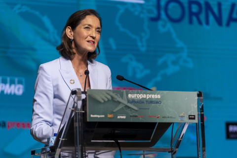  La ministra de Industria, Comercio y Turismo, Reyes Maroto, interviene en la I Jornada de Turismo de Europa Press, a 14 de noviembre de 2022, en Madrid (España).- EUROPA PRESS