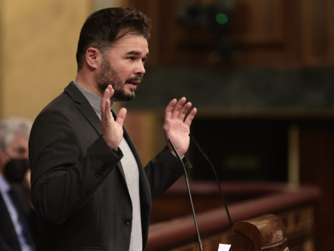  El portavoz de ERC en el Congreso, Gabriel Rufián, interviene en una sesión plenaria en el Congreso de los Diputados, a 28 de diciembre de 2021, en Madrid, (España).- Eduardo Parra / Europa Press