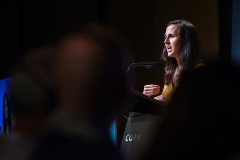 La ministra de Derechos Sociales y Agenda 2030 en funciones, Ione Belarra, interviene en la Reunión de Alto Nivel sobre la Transición de Sistemas de Cuidados hacia Modelos Centrados en las Personas y en la Comunidad, en el Colegio Oficial de Arquitectos