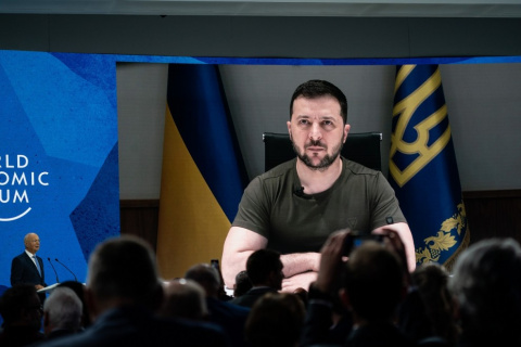  Zelenski durante su intervención en el Foro Davos. - Benedikt von Loebell / WEF / DPA / Europa Press