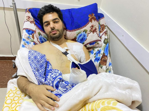  El periodista Bahaa al-Halabi tras el atentado