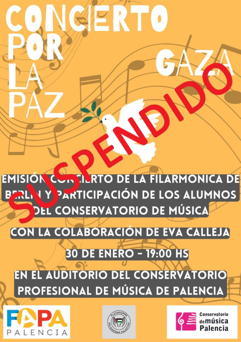 Cartel del Concierto por la Paz censurado por la Junta de Castilla y León. - FAPA