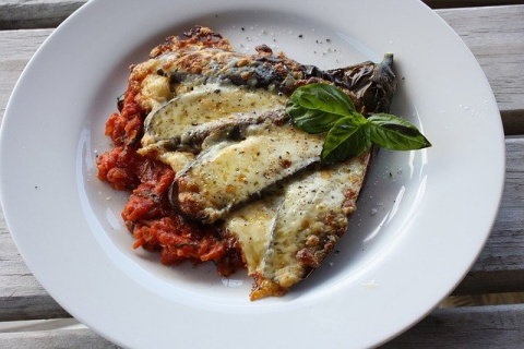 Parmigiana de berenjenas. 