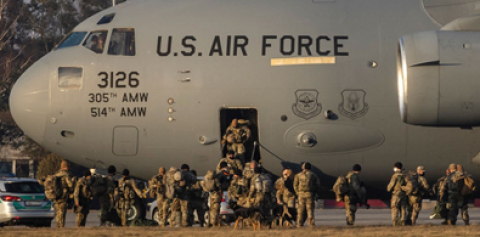 Soldados de Estados Unidos en la base de Rzeszow, en Polonia, antes de la invasión rusa a Ucrania.- EFE 