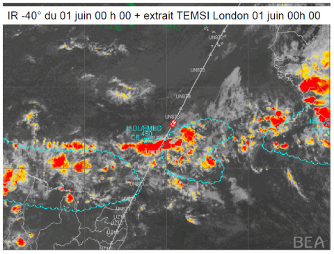 Tormenta convectiva en la Zona de Convergencia Intertropical que atravesaba el Air France 447 al inicio del accidente.