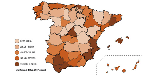  Imagen: Población inscrita en el padrón en el año 2020.- INSTITUTO NACIONAL DE ESTADÍSTICA.