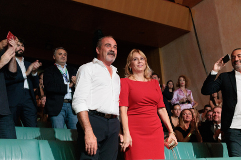 Pepe Durà y Pepi, los auténticos protagonistas de la historia real en la que se basa 'La Ley del Mar', en la inauguración del South International Series Festival. Foto: Juan Carlos Toro