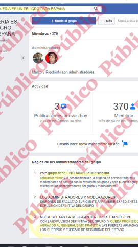 Reglas del grupo de Facebook "La rojería es un peligro para España"