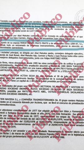 Pág 10 del informe de Villarejo para Cursach donde acusa a Matutes de tener un "entramado de empresas instrumentales".