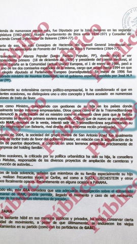 Página 11 del informe de Villarejo para Cursach en el que acusa a Matutes y a su familia de esconder parte de su imperio en paraísos fiscales.