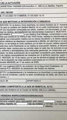 Imagen de la denuncia de la Guardia Civil contra Mustafa Aberchán.