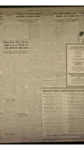 Noticia en el diario La Prensa de Fernando de los Ríos, que fue publicado por Hora de España en su edición de agosto de 1937. / Asociación Para la Recuperación de la Memoria Histórica