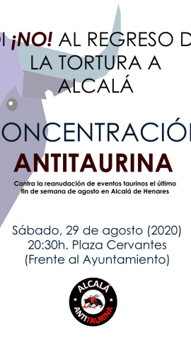 Cartel de la concentración antitaurina en Alcalá de Henares.