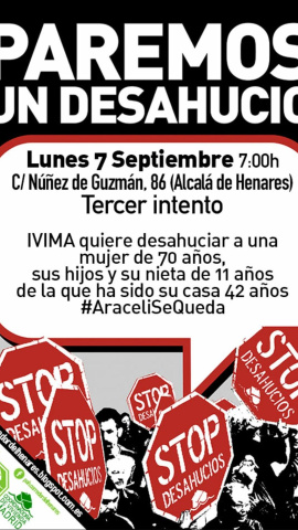 Convocatoria para tratar de frenar el desahucio de Araceli