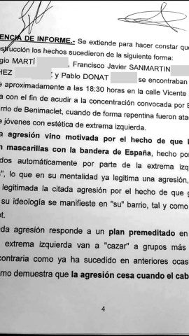 Atestado elaborado por la Brigada Provincial de Información de la Policía Judicial de Valencia.