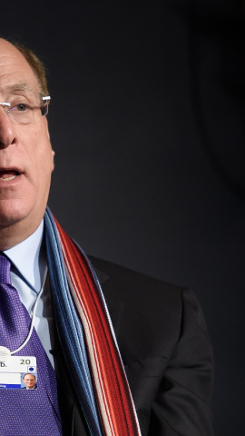 El presidente y consejero delegado del gestor de fondos estadounidense BlackRock, Laurence D. Fink, en el Foro de Davos, enero de 2020. AFP