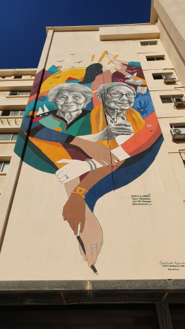 Homenaje a Emily Nasrallah y Huguette Caland elaborado por Roula y Mary Shammas, en Beirut. -