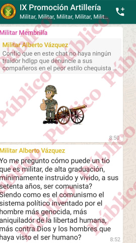 'Sticker' de Membrilla y coninuación del mensaje de Vázquez.