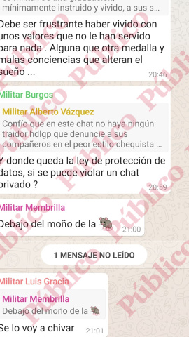 "Militar Burgos" interviene en el chat.